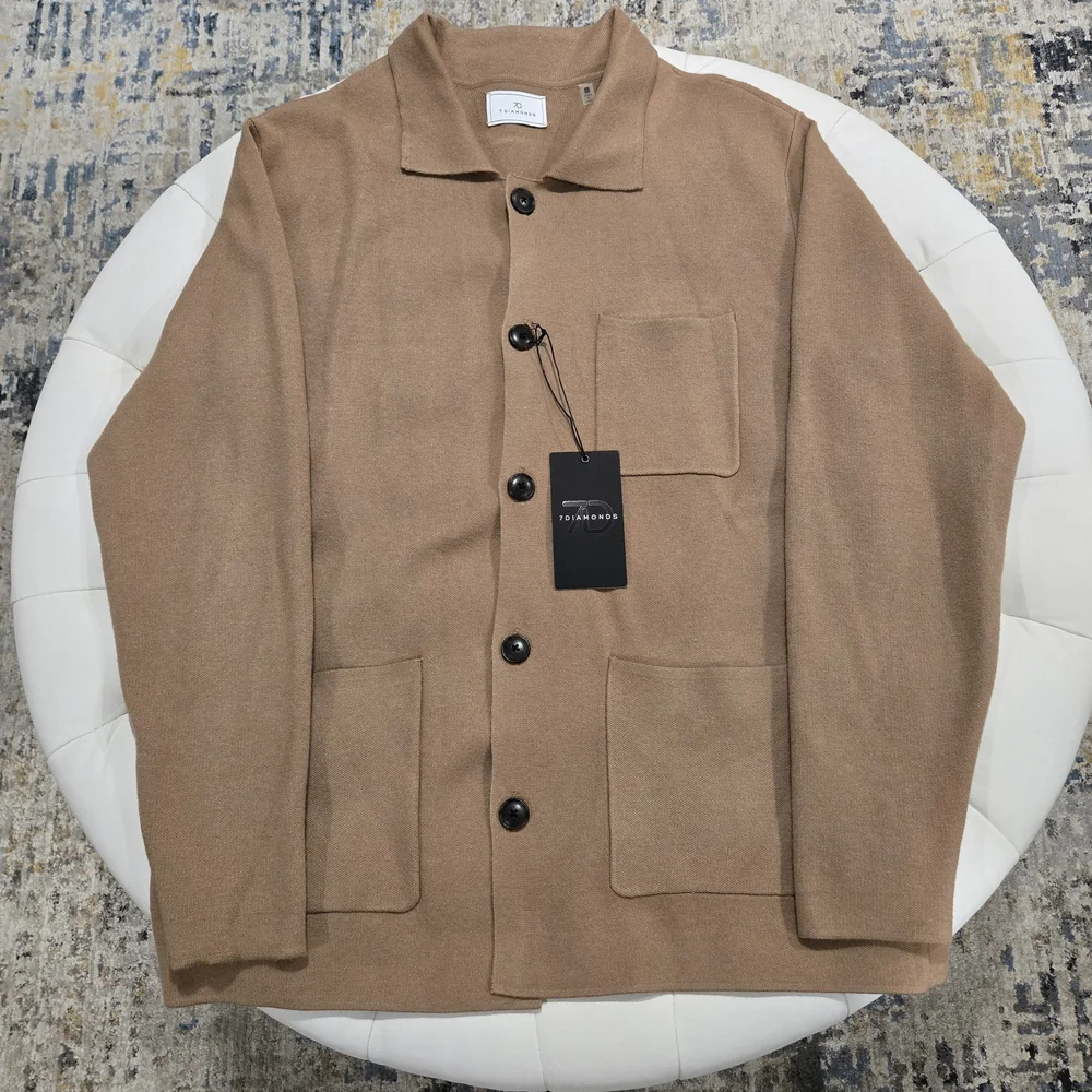 7Diamonds Sweater Cardigan Button Up Beige Stretch Soft Breath Button L NWT - Picture 4 of 16